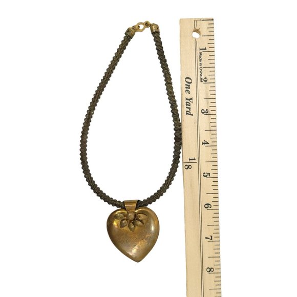 Vintage Choker Necklace Heart Floral ENGRAVED Dorothy Stretchy Boho Hippie Goth - Picture 9 of 14